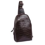 KANGAROO KINGDOM Hakiki Deri Kroko Koyu Kahverengi Unisex Body Bag Sırt Çantası 8155-CK