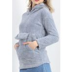 Kanguru Cep Kapşonlu Peluş Sweat Gökmavisi - 9062.1153.
