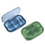 KANGYAN 2'li Paket 6 Bölmeli Hap Kutusu, Nem Geçirmez Hap Kılıfı, Cep Çantası için Seyahat Hapı Düzenleyici, Günlük Taşınabilir İlaç Vitamin Kutusu, Balık Yağı Kutusu, Ek Kutusu (Mavi ve Yeşil)