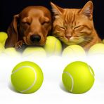 Kanji 2'li Kedi Köpek Tenis Topu | 7.5 cm Orta Boy Dayanıklı Evcil Hayvan Oyuncağı | Diş Dostu, Suda Batmaz, Eğitim ve Oyun Topu | İç-Dış Mekan, Parlak Renkli