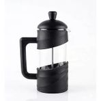 Kanji 350 Ml Cam French Press – Isıya Dayanıklı Cam, Paslanmaz Çelik Filtreli, Siyah Renkli Kahve Bitki Çayı Demliği