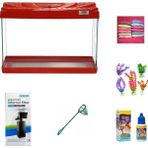 Kanki Pet 35 cm KP3518 Kırmızı Renkli Kapaklı Akvaryum Hazır Set ( 12 Litre )