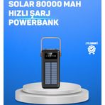 Kanonik Education 80000 mAh Yüksek Kapasiteli Powerbank Göstergeli Solar Şarj Cihazı