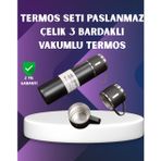 Kanonik Education Paslanmaz Termos ve Ikili Bardak Seti | 6-12 Saat Sıcak/soğuk Tutma