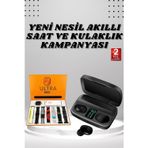 Kanonik Education Yeni Nesil Akıllı Saat ve Bluetooth Kulaklık Kampanyası Dokunmatik Kare 7 Kordonlu