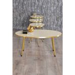 Kanonik Education Zigon Sehpa ve Orta Sehpa Elips Gold Metal Ayak Gold Krem Set