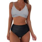 Kanpola B Gri Dolgulu Karın Bölgesi Mayo Çapraz Modası İki Parçalı Mayo Yüksek Belli Bikini Altı Plaj Yaz Üst Kadın Bikini Seti