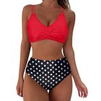 Kanpola B Kırmızı Dolgulu Karın Bölgesi Mayo Çapraz Modası İki Parçalı Mayo Yüksek Belli Bikini Altı Plaj Yaz Üst Kadın Bikini Seti