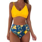 Kanpola B Marine Dolgulu Karın Bölgesi Mayo Çapraz Modası İki Parçalı Mayo Yüksek Belli Bikini Altı Plaj Yaz Üst Kadın Bikini Seti
