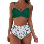 Kanpola Bikini Kadın Seti, Karın, Uzakta Mayo Modası, Ayarlanabilir Crossover, İki Parçalı Mayo Push Up Kupalı Mayo Derin V Yaka Mayo Yüksek Bel Mayo Plaj Modası, Nane yeşili, S