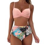Kanpola Bikini Kadın Seti, Karın, Uzakta Mayo Modası, Ayarlanabilir Crossover, İki Parçalı Mayo Push Up Kupalı Mayo Derin V Yaka Mayo Yüksek Bel Mayo Plaj Modası, Pembe., L