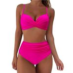 Kanpola Bikini Kadın Seti, Karın, Uzakta Mayo Modası, Ayarlanabilir Crossover, İki Parçalı Mayo Push Up Kupalı Mayo Derin V Yaka Mayo Yüksek Bel Mayo Plaj Modası, sıcak gül rengi, XXL