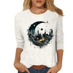 Kanpola bluz kısa kollu kadın moda renkli baskılı bol uzun bluz gömlek bluz yazlık tişört yuvarlak yaka bluz üstleri tunik genç kız spor tişörtü zarif yazlık tişört yaz üst, B-pembe, XXL