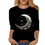 Kanpola bluz kısa kollu kadın moda renkli baskılı bol uzun bluz gömlek bluz yazlık tişört yuvarlak yaka bluz üstleri tunik genç kız spor tişörtü zarif yazlık tişört yaz üst, D-Lila, XXL