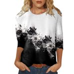 Kanpola bluz tişört, kadın, uzun kollu sweatshirt, şık, çiçek desenli, tunik, gömlek, ilkbahar, yaz, yuvarlak yaka, kazak, basic tek renkli tişört, bol, gündelik, gömlek, üst giyim, Beyaz, XXL