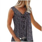 Kanpola büyük beden üst, kadın kolsuz tişört, kolsuz üst, V yaka, Crop Tops yelek, S-7XL, yazlık bluz, üst giyim, çiçek desenli, bluz üst, gömlek bluz, bol kesim, Siyah, L