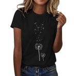 Kanpola C Sarı Yuvarlak Yaka Kısa Kollu Moda Çiçek Desenli Baskılı Tunik Gömlek Bluz Tarz Yaz Boş Zaman Plaj Üst Giyim Zarif Kadın T-shirt