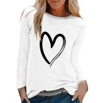 Kanpola Damen Sweatshirts Kazak kalp desenli uzun kollu bluz gömlek bol gündelik yuvarlak yaka tunik gömlek ilkbahar yaz üst giyim basic tişört bol uzun kollu tişört üst giyim, Beyaz, XL