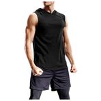 Kanpola erkek atleti, kapüşonlu, atlet, spor, kapüşonlu sweatshirt, kolsuz, kas tişörtü, boş zaman, fitness, jimnastik, vücut geliştirme tişörtü, tek renkli, Siyah, S