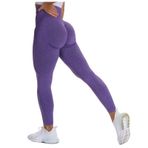 Kanpola High Waist kadın taytı, opak, streç spor pantolonu, antrenman taytı, Scrunch Butt Push Up taytı, dikişsiz yoga pantolonu, fitness koşu pantolonu, dış mekan, boş zaman için, Lila-c, S