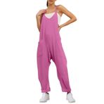 Kanpola Kadın Baggy Tulum Büyük Beden Yaz Tulum Kolsuz Hafif Tulum Uzun Tulum Cepli Geniş Bacak Pantolon Kıyafeti Moda Bol Tulum, 3 lila, S