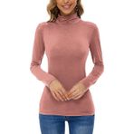Kanpola Kadın Balıkçı Yaka Uzun Kollu Tişört Basic Gömlek Sonbahar Kış Sıcak Üst Giyim Streç Bluz Slim Fit Sweatshirt 2021 Yeni Kadınlar Kızlar için Üst, E - Pembe, L