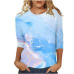 Kanpola Kadın Bluz Yaz Tişört 3D Baskılı Kısa Kollu Yuvarlak Yaka Tişört Gençler Kız Spor Tişörtü Moda Renkli Gömlek Bluz Basic Tunik Üst Giyim Şık Yaz Tişörtü Yaz Üst, Gök Mavisi-A, XXL