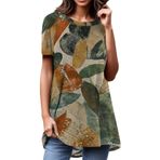 Kanpola Kadın Bluz Yaz Üst Parça Kısa Kollu Yuvarlak Yaka Bol Tunik Üst Giyim Uzun Gömlek Moda Renkli Baskılı Uzun Bluz Bol Günlük Şık Tişört Bluz Spor Tişört Yaz Gömleği Üst, L - Yeşil, XXL