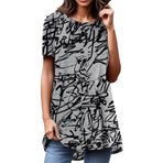 Kanpola Kadın Bluz Yaz Üst Parça Kısa Kollu Yuvarlak Yaka Bol Tunik Üst Giyim Uzun Gömlek Moda Renkli Baskılı Uzun Bluz Bol Günlük Şık Tişört Bluz Spor Tişört Yaz Gömleği Üst, M - Beyaz, S