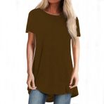Kanpola Kadın Bluz Yaz Üst Parça Kısa Kollu Yuvarlak Yaka Bol Tunik Üst Giyim Uzun Gömlek Moda Renkli Baskılı Uzun Bluz Bol Günlük Şık Tişört Bluz Spor Tişört Yaz Gömleği Üst, Zt - Kahve, XL