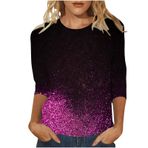 Kanpola kadın bluzu, kısa kollu bluz, üst, 3D baskılı, tişört, yaz, yuvarlak yaka, büyük beden, genç, kız spor tişörtü, gündelik, bol kesim, gömlek, tişört, üst giyim, 2 sıcak pembe, L
