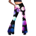 Kanpola kadın bol puantiyeli eşofman altı, yoga pantolonu, yüksek bel, boş zaman pantolonu, kumaş pantolon, elastik bel, spor pantolonu, rahat, nefes alan yazlık pantolon, Boho plaj pantolonu, Lila-a,
