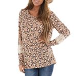 Kanpola kadın kazağı, uzun kollu tişört, leopar, yuvarlak yaka, sweatshirt, ilkbahar, yaz, bol gömlek, bluz, moda, şık, üst giyim, üst giyim, B - Sarı, L