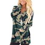 Kanpola Kadın Kazak Gömlek Leopar / Kamuflaj Sweatshirt Uzun Kollu Bisiklet Yaka Bluz Gömlek İlkbahar Yaz Rahat Kadın Üst Giyim Sokak Giyimi Üst Giyim Üst Giyim, Yeşil., XL