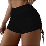 Kanpola kadın mayosu, karın kapalı yüzme şortu, yüzme şortu, hızlı kurur, plaj şortu, ayarlanabilir büzme ipi, bikini altı, yüksek bel, sörf ve su sporları için, A - Siyah., M