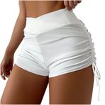Kanpola kadın mayosu, karın kapalı yüzme şortu, yüzme şortu, hızlı kurur, plaj şortu, ayarlanabilir büzme ipi, bikini altı, yüksek bel, sörf ve su sporları için, C - Beyaz, M
