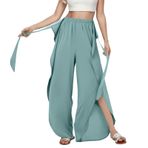 Kanpola kadın şifon pantolon, şık, geniş bacaklı, rahat, havadar, boş zaman pantolonu, yüksek bel yoga pantolonu, bağcıklı koşu pantolonu, modaya uygun, bol, bohem plaj pantolonu, yazlık pantolon,
