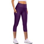 Kanpola kadın spor pantolonu, 3/4 kapri tayt, tayt, yoga pantolonu, cep telefonu cepli, opak, kompresyon, koşu pantolonu, yüksek bel koşu pantolonu, Lu-lila, 40