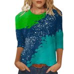 Kanpola kadın tişörtü, kısa kollu, yuvarlak yaka, bol tunik, üst giyim, moda, renkli bluz, tişört, yazlık üst giyim, genç kız spor tişörtü, rahat, bol gömlek, bluz, üst parça, yazlık tişört, Mavi-b,