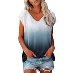 Kanpola kadın tişörtü, V yaka, tunik, üst giyim, moda, renkli, baskılı, bol, uzun bluz, gömlek, yaz, gündelik, kısa kollu, plaj üst giyim, boş zaman, bluz, yaz tişörtleri, 1-beyaz, XL