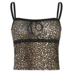 Kanpola Kadın Üst Seksi Kısa Askılı Tişört Atlet Leopar Kolsuz Gömlek Bluz Kadın Camisole Yelek Günlük Üst Giyim Slim Fit Sokak Giyimi Atlet, B - Kırmızı, S