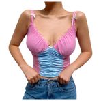 Kanpola Kadın Üst Seksi Kısa Askılı Tişört Atlet Leopar Kolsuz Gömlek Bluz Kadın Camisole Yelek Günlük Üst Giyim Slim Fit Sokak Giyimi Atlet, C - Pembe, M