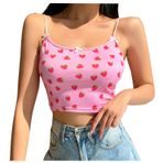Kanpola Kadın Üst Seksi Kısa Askılı Tişört Atlet Leopar Kolsuz Gömlek Bluz Kadın Camisole Yelek Günlük Üst Giyim Slim Fit Sokak Giyimi Atlet, E - Pembe, L