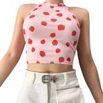 Kanpola Kadın Üst Seksi Kısa Askılı Tişört Atlet Leopar Kolsuz Gömlek Bluz Kadın Camisole Yelek Günlük Üst Giyim Slim Fit Sokak Giyimi Atlet, F - Pembe, M