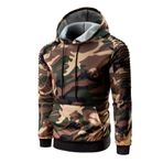 Kanpola kapüşonlu kazak, erkek gündelik kapüşonlu sweatshirt, kamuflaj kapüşonlu ceket, erkek örgü kazak, manto, dış giyim, kapüşonlu sweatshirt, kapüşonlu sweatshirt, Kahverengi, 46