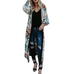 Kanpola Kimono plaj elbisesi, çiçek desenli, şifon, bornoz, uzun, şık, sabahlık, geleneksel kimono satın alın, Yeşil., 42