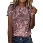 Kanpola kısa kollu bluz, kadın, 3D baskılı, yuvarlak yaka, bluz, tunik, bol yaz tişörtü, basic gömlek, tişört, genç, kız spor tişörtü, rahat gömlek, üst parça, yazlık tişört, Pembe #2, L