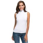 Kanpola äRmellos balıkçı yaka üst, kadın, şık bluz, yazlık, iç giyim, balıkçı yaka kazak, Basic Tanktop tişört, 11 - Beyaz, 38