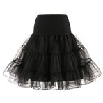 Kanpola Rockabilly A-Line Jüpon Çok Katmanlı Dantel Siyah-C Kadın Etek