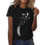 Kanpola Schwarz A Siyah Yuvarlak Yaka Kısa Kollu Moda Çiçek Desenli Baskılı Tunik Gömlek Bluz Tarz Yaz Boş Zaman Plaj Üst Giyim Zarif Kadın T-shirt